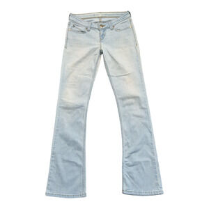 90s Women's Levi's Light Colored Stone Washed Slim Super Low-Rise Boot Cut Jeans